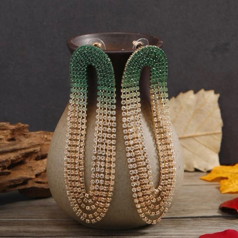 Rhinestone tassel drop earrings